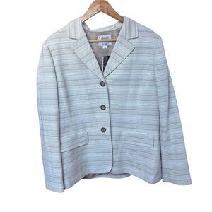 Le Suit Women's Beige Striped Blazer Jacket Size 18 Business Attire